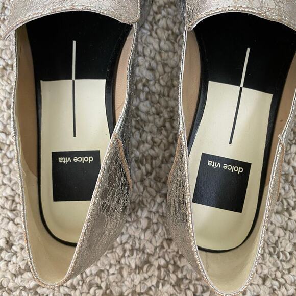 Dolce Vita Beny Flats Size 7.5 Silver Distressed Leather Loafer Preppy Old Money - Picture 14 of 16